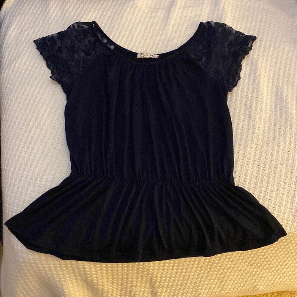 Navy cinched-waist top